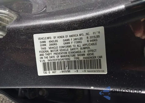 2016 Honda Accord Ex-L V-6 z USA, uszkodzony, nr VIN 1HGCR3F06GA018262